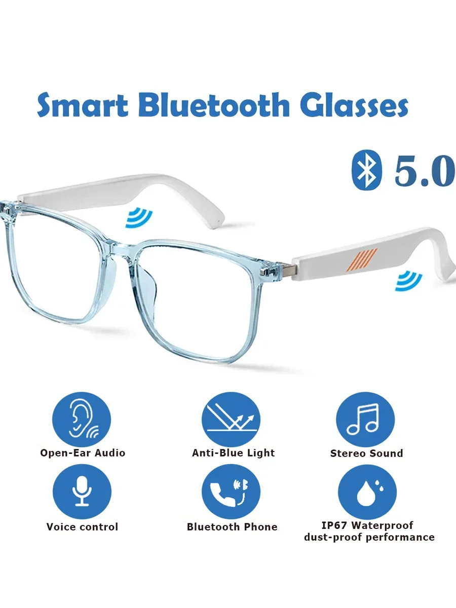 Smart Bluetooth 5.0 SunGlasses Women Anti-BlueLight Eyeglasses IP67 Hands-Free for Calling Music Sport Otdoor Wireless Stereo