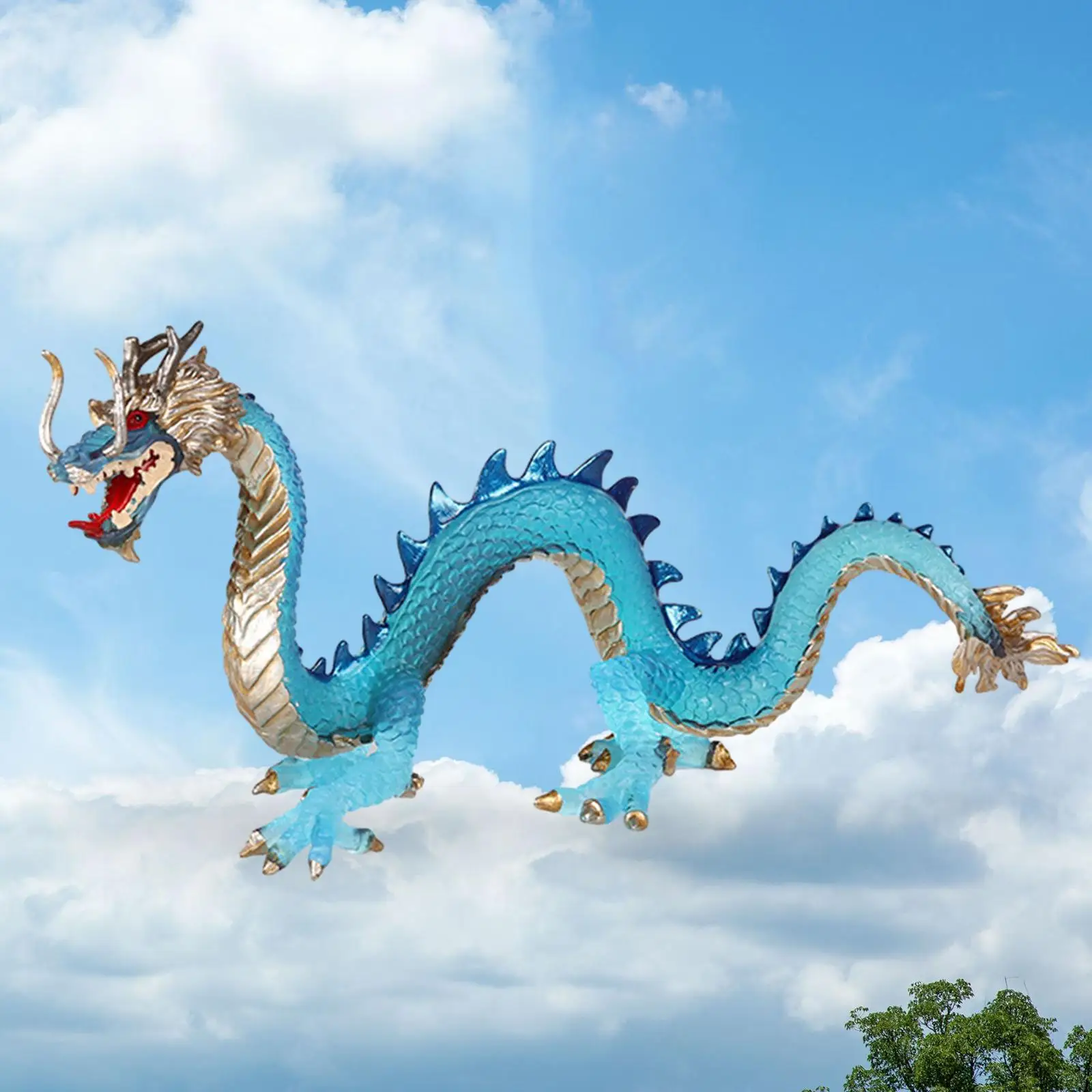 Handgeschilderde Chinese Draak Beeldje Model Ambachten, Miniatuur Dierenspeelgoed, Simulatie Draakvorm Model Speelgoed voor Kinderen Kinderen