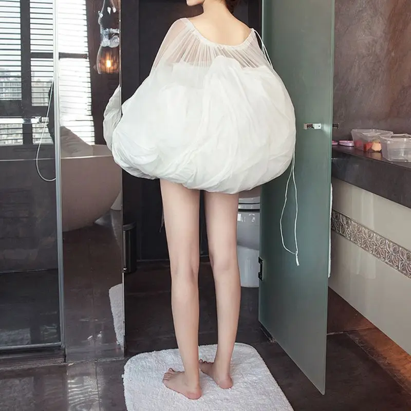 ZB91 White Gathering Bridal Helper Buddy Wedding Dress Gown Slip Tulle Underskirt Petticoat Save You From Bathroom Toilet