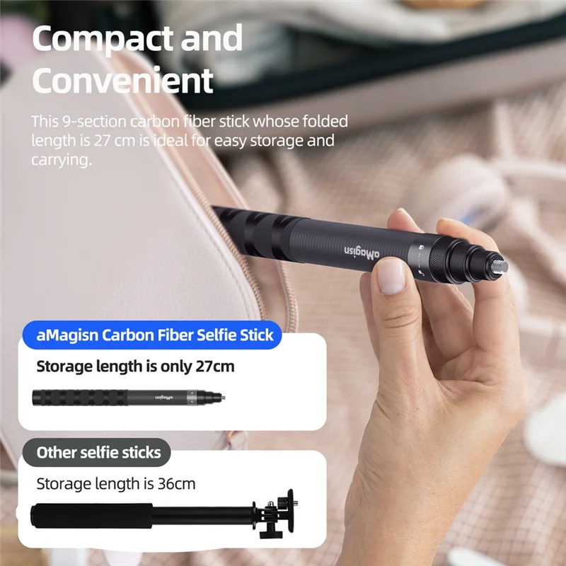 AMAGISN Carbon Fiber Selfie Stick Extendable Selfie Stick Selfie Stick For Gopro