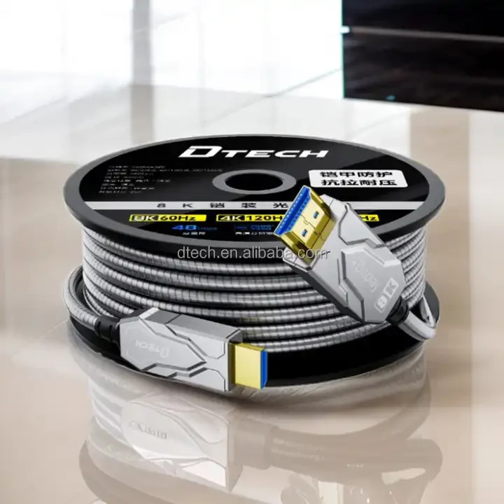 Hot Selling 2.1 Version Gold Plated HDMI-HDMI Video Optical Fiber AOC HDMI Cable 15 Meters