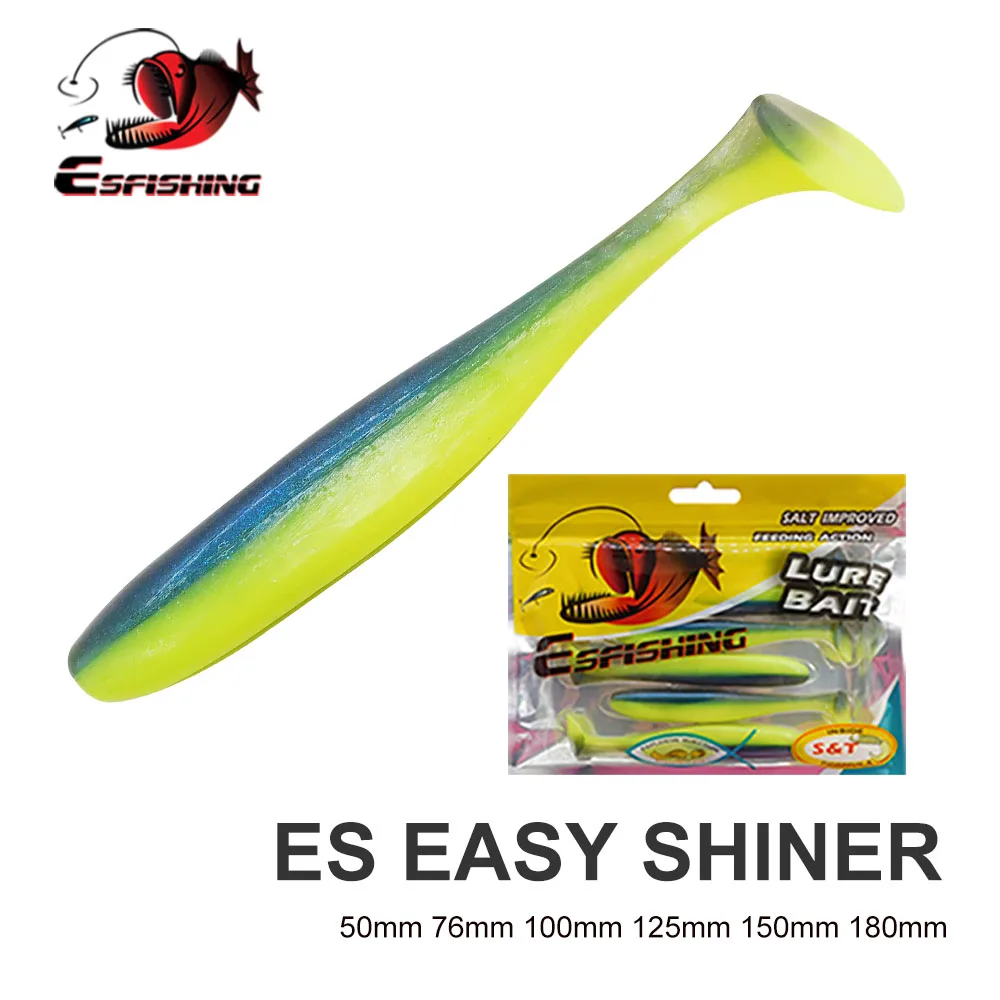 ESFISHING 낚시용 소프트 루어 미끼 50mm 76 100 125 150 180mm ES 이지 샤이너 인조 미끼 피싱 (...