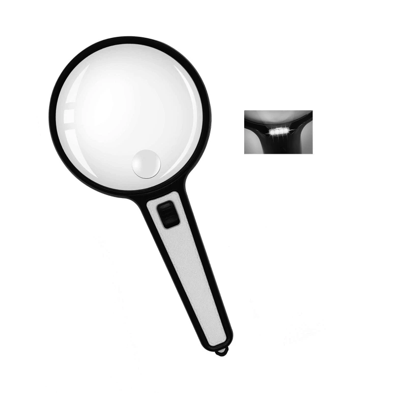 5x Handheld Magnifying Glass With Light Portable Lighting Large Mirror Surface For Elderly Reading And Fine Examination