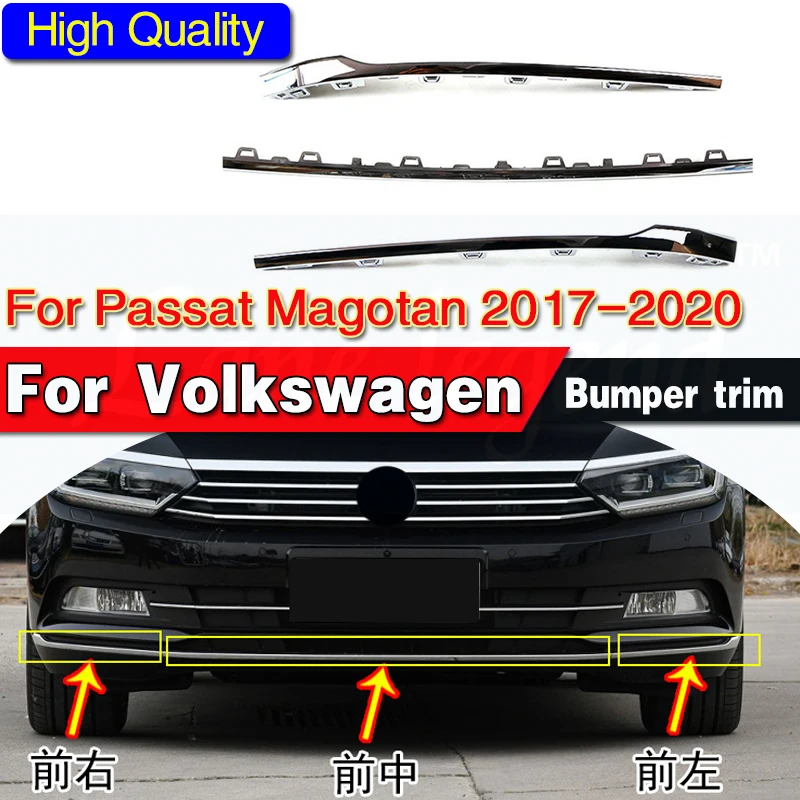 3PCS Left Right Front Bumper Cover Strip Trim For VW Magotan B8 2017 2018 Passat 2019 2020 3G0853253 3G0853254 3G0853245