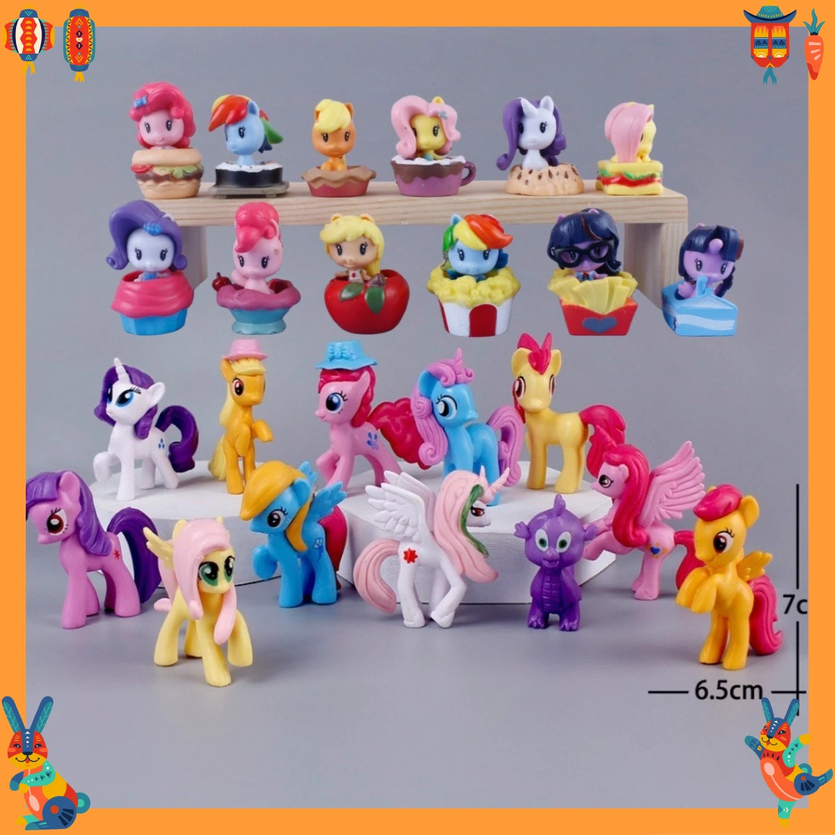 7cm Rainbow Pony Anime Figures Purple Joy Universe Princess Unicorn Dolls Cake Topper Desktop Decor   Cartoon Collection Toy
