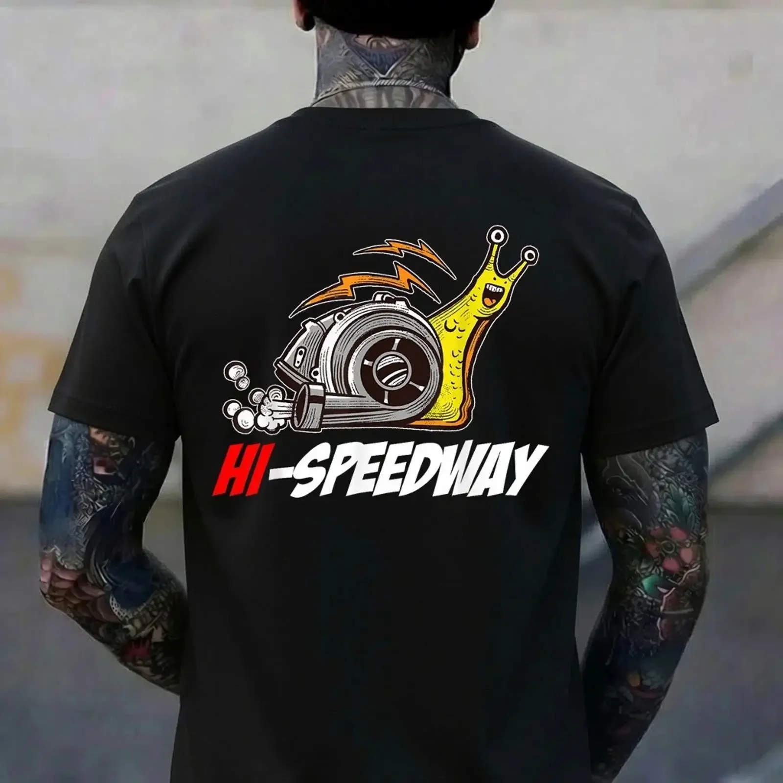 Hi Speedway Snail Turbo Car Lover Enthusiast Tuning T-Shirt Vintage Washed Grafikdesigner-Kleidung Vielseitige Mode Stretchy