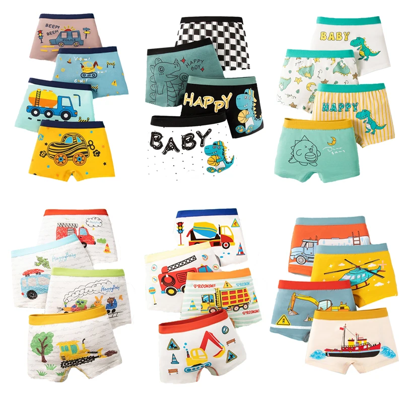 

Children Underpants 4 Pieces/lot Design Boy Cute Car Pattern Cotton Boys Boxer Briefs Cotton Kids Boxers Breathable 3-13 Year