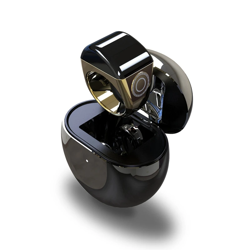 Zinc Alloy Smart Ring With Charging Box Waterproof Digital Counter APP Controlled Display 5 Prayer Time Reminders Gold,22Mm