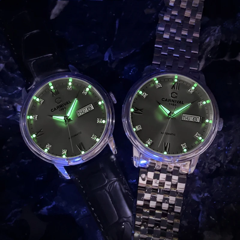 Carnival Mechanical Watch for Men 316 Stainless Steel Sapphire Glass MIYOTA Movement Automatic Watches Week Calendar Wristwatch