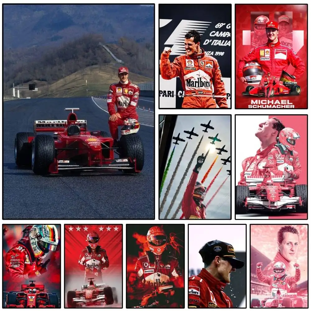 1PC Legend Racing Aesthetic Schumacher Poster Self-adhesive Art Waterproof Paper Sticker Coffee House Bar Room Wall Decor
