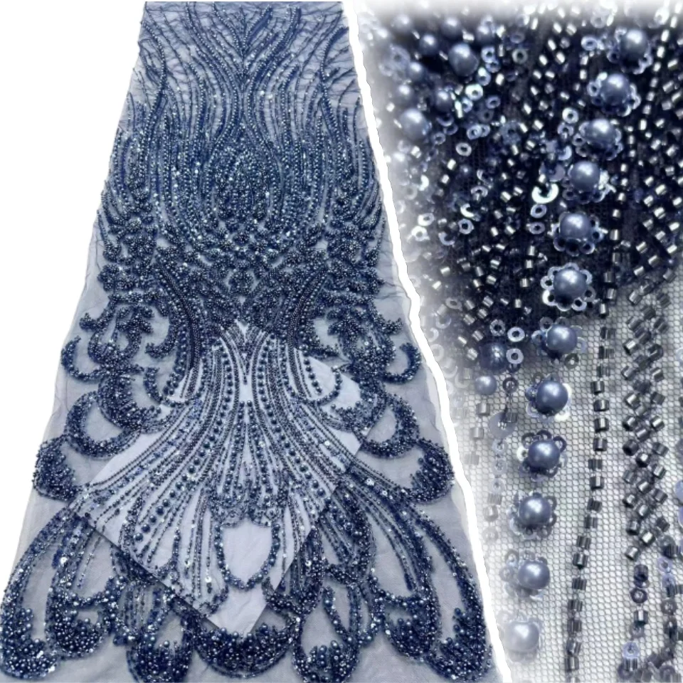 

Красные африканские кружевные ткани с блестками, новейшая вышивка бисером, французский тюль, сетчатая кружевная ткань, материал для шитья свадебного платья AH1330