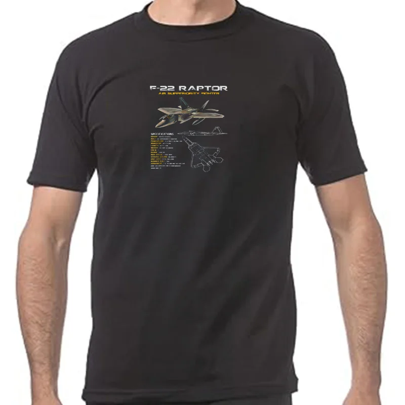 U.S Air Force F-22 Raptor Fighter Jet Militaire Pilote Men T-Shirt Short Sleeve Casual 100% Cotton Shirt