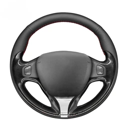 Black PU Faux Leather Hand-stitched Car Steering Wheel Cover for Renault Clio 4 2012-2016 Captur 2013-2016 Samsung QM3 2013-2015