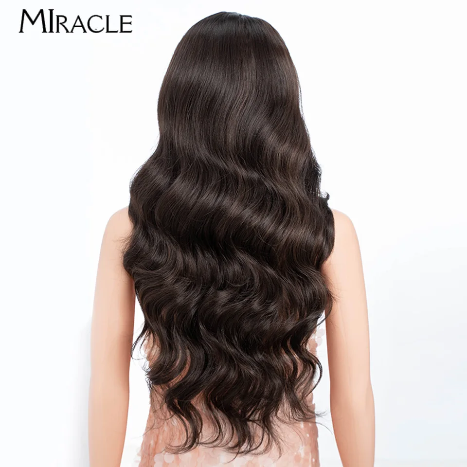 MIRACLE 13X4 Lace Wig Body Wave Synthetic Lace Front Wigs for Women 30 Inch Wavy Female Wig Heat Resistant Hair Cosplay Wigs