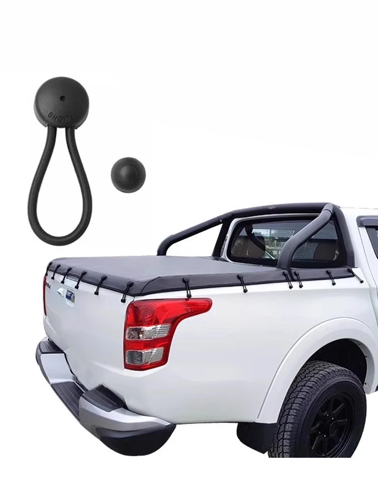 Black Pull Tie Down Tarp Canvas Knobs for Marine Boat Truck Car Cover Holding Wire Hoses RV Bungee Shock Cord Clip with Knobs