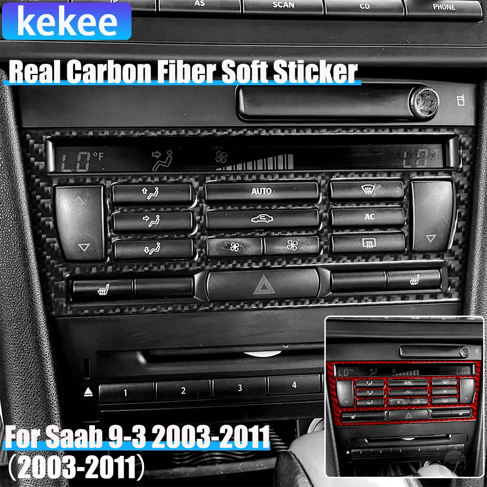 

Real Carbon Fiber Car Accessories Center Console Cover Soft Sticker For Saab 9-3 2003 2004 2005 2006 2007 2008 2009 2010 2011
