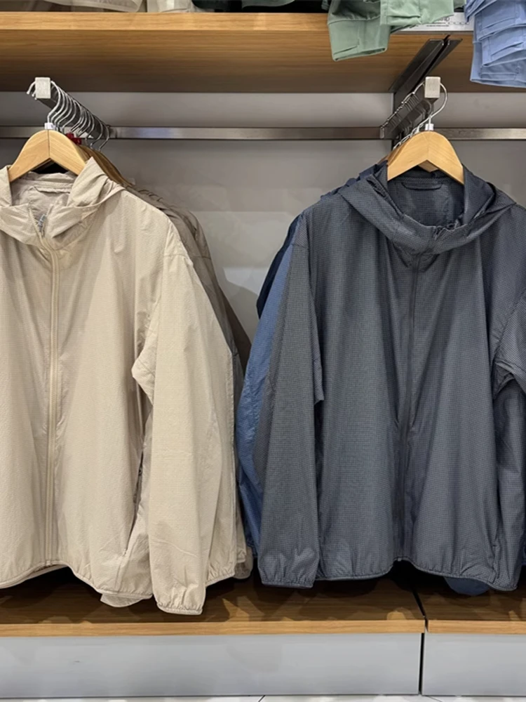 

Lightweight Qui-Dry Plaid Hooded Couples Sle Sun Protection Clothing Coat for Try-On Room Women's Version Summer Jaet