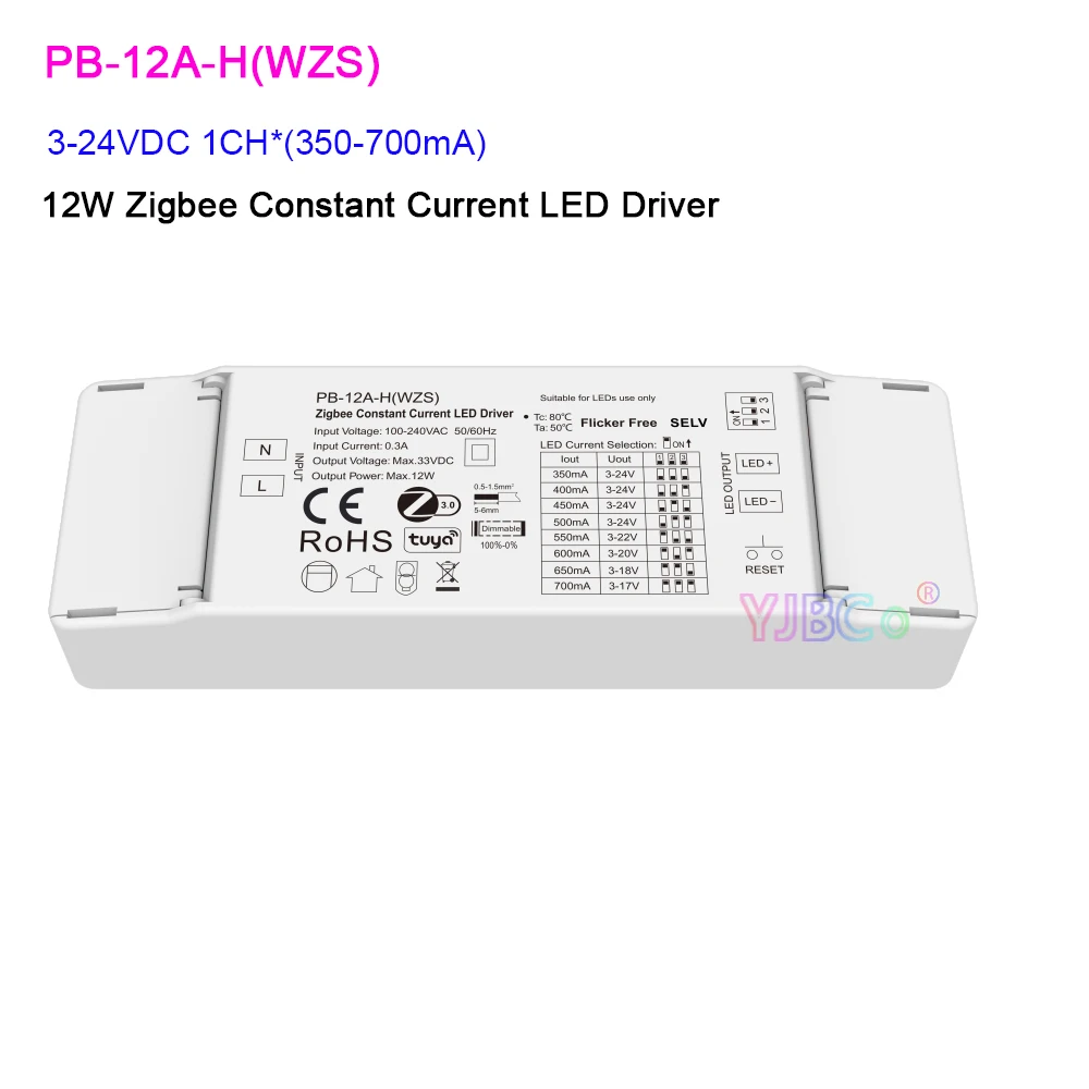 Imagem -05 - Skydance Ac110v220v para 945vdc 100-450ma 12w Zigbee 3.0 Driver de Led de Corrente Constante 3-24vdc 350700ma Potência do Controlador Tuya