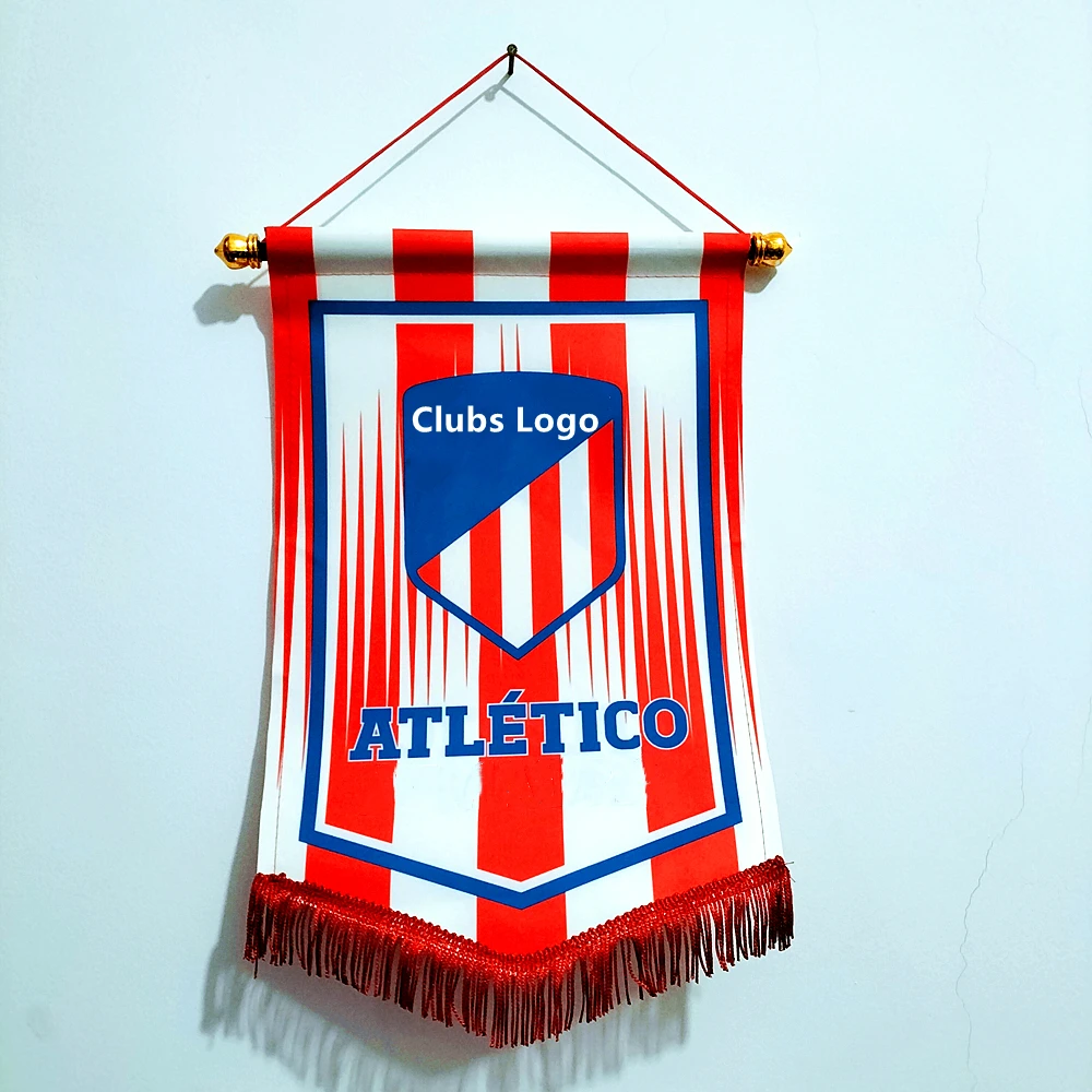 Real Spain Madrid Teams Flag Atletico Sports Soccer LOGO Non-woven Fabric Football Matches Exchange 5 Cornered Flag 30X35cm 1Pcs