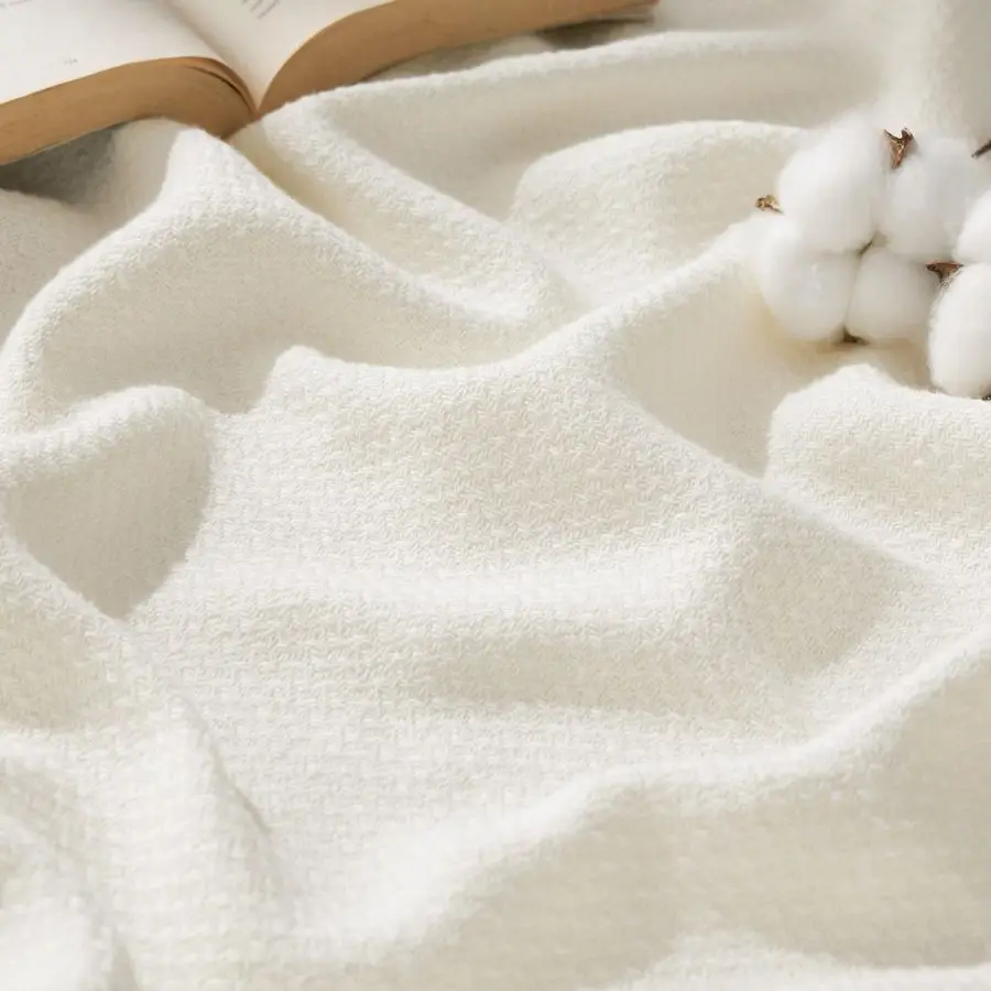 

GentleSoft 100 Cotton Blanket Queen Size for Bed Breathable and Lightweight, Soft Cozy Textured Herringbone Woven Blanket for Su