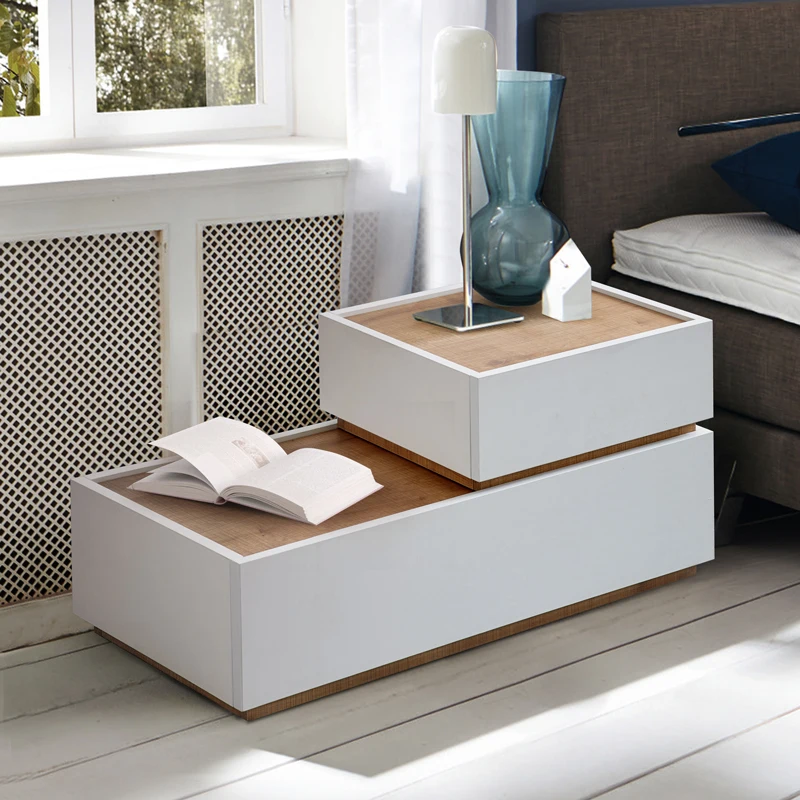 

Nordic combination building block table simple modern bedroom bedside storage drawer cabinet