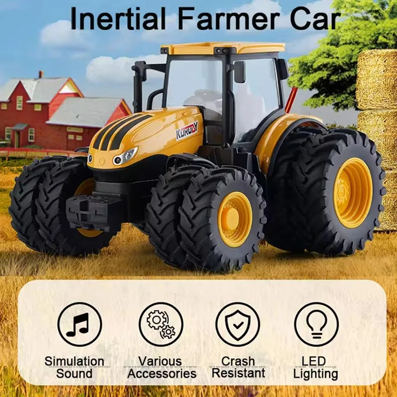 Farm Trucks Model Set 1/24 Dicast Tractor Toys for Children Sliding Agriculture Transporter Toys Engineering Farming Scene Gift