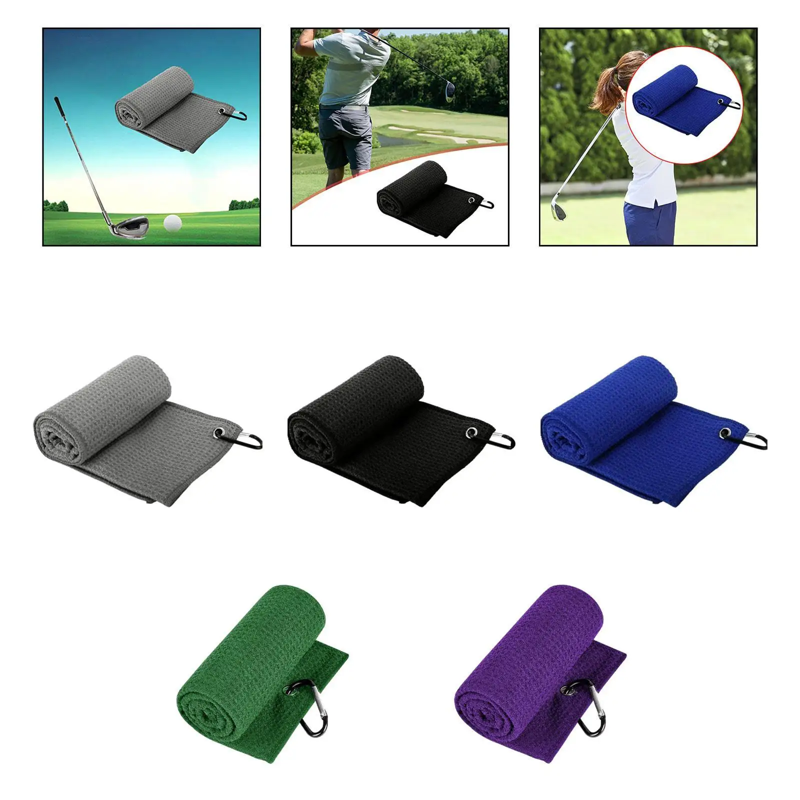 

Golf Towel Gifts for Men Women with Clip Holder for Golf Lovers Waffle Pattern Quick Drying Comfortable Golf Ball Cleaning Towel