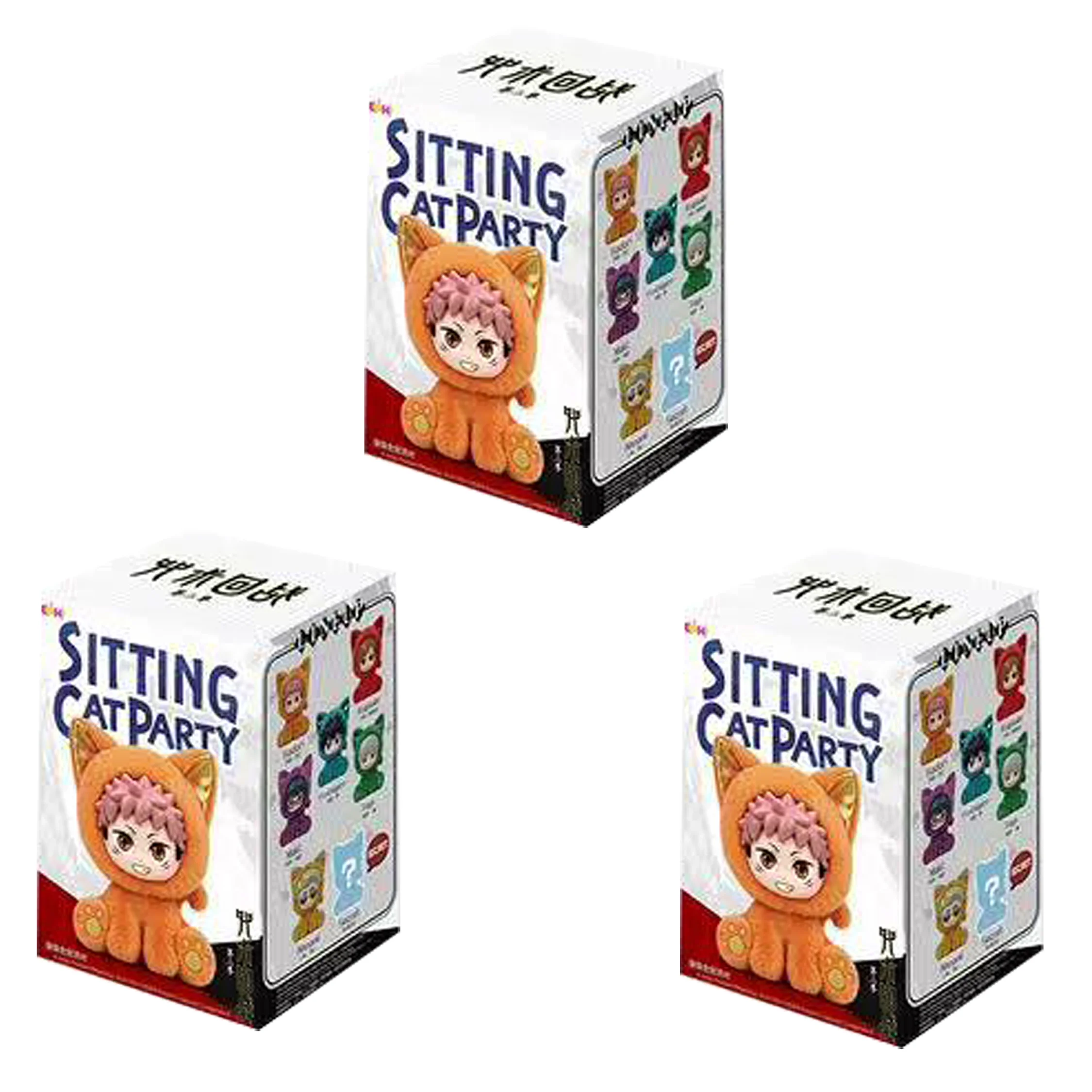 Neue Eaki Original Jujutsu Kaisen Sitzende Katzen Party Serie Blind Box Plüsch Vinyl Actionfiguren Gojo Satoru Itadori Überraschungsspielzeug