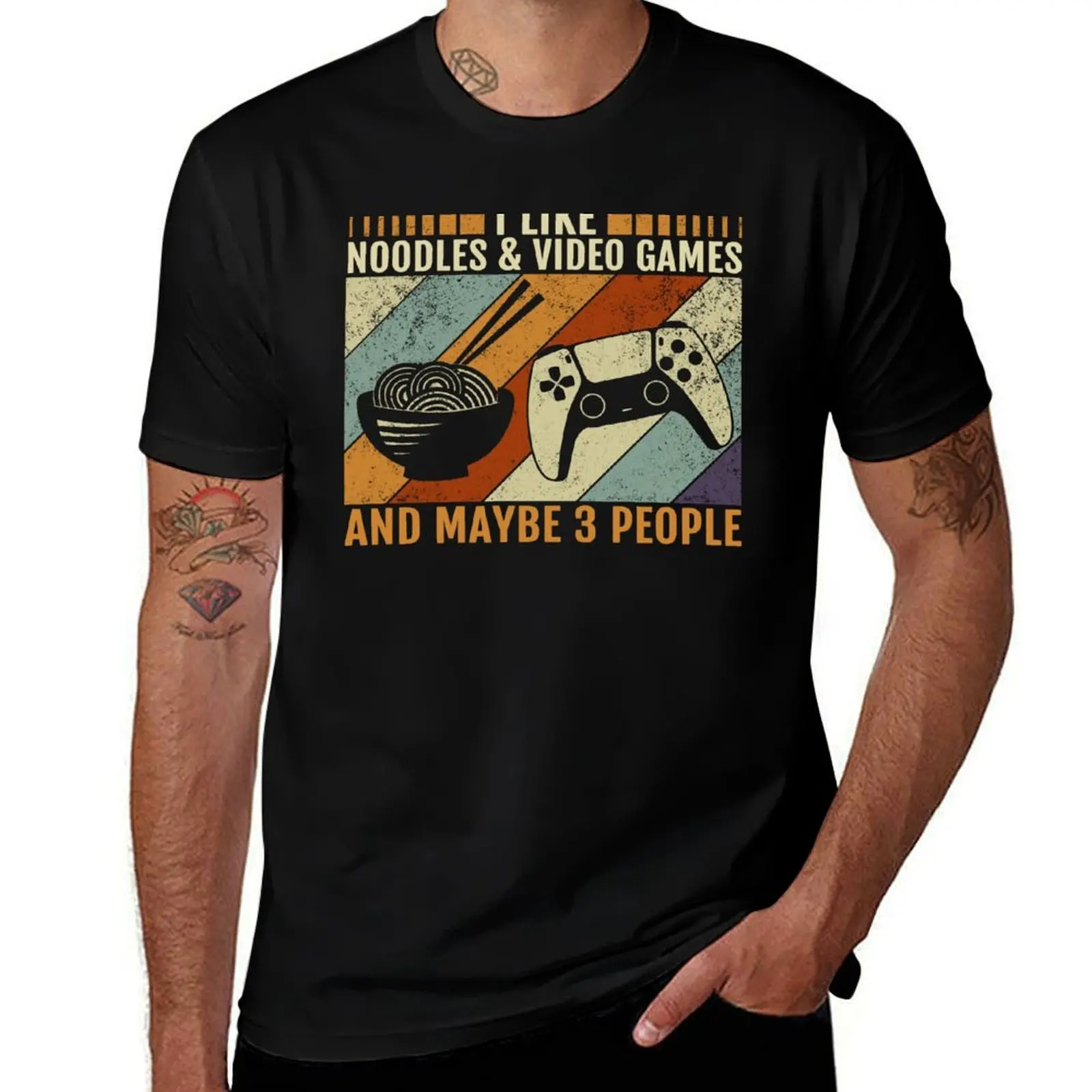 I Like Noodles & Video Games And Maybe 3 People Vintage T-Shirt man t shirts for men man tshirt man t shirt summer T-shirt