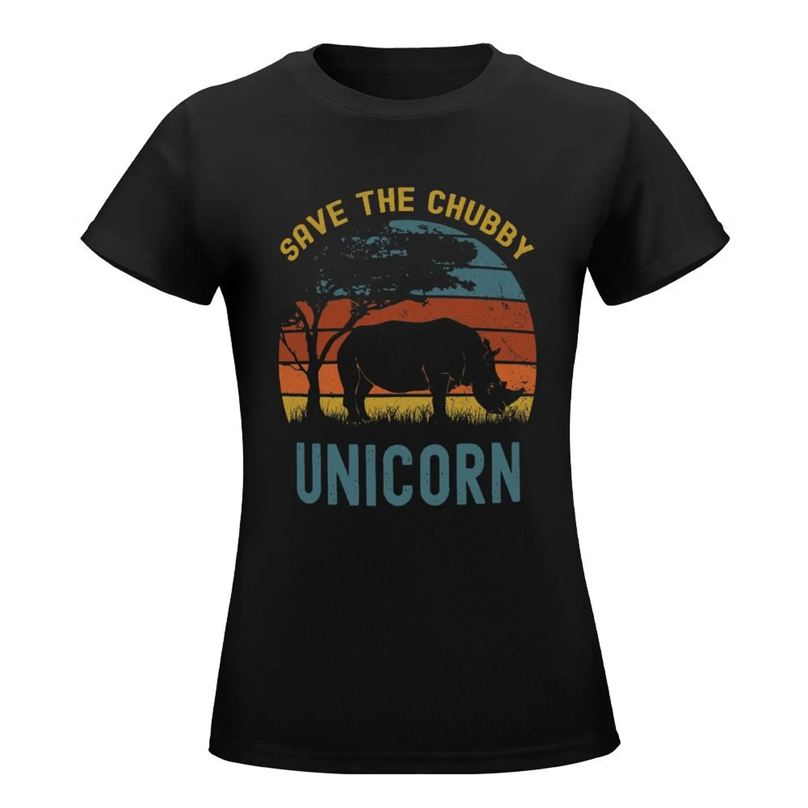 save the chubby unicorn T-Shirt heavyweights plain summer blouses woman 2024