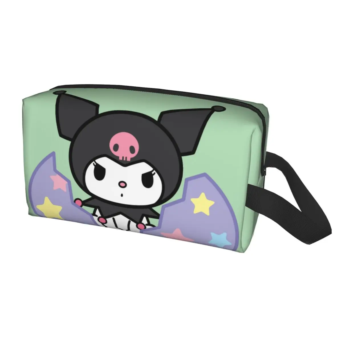 Custom Cartoon Kuromi Skull Travel Cosmetic Bag Women Cute Rabbit Anime Toiletry Makeup Organizer Lady Beauty Storage Dopp Kit