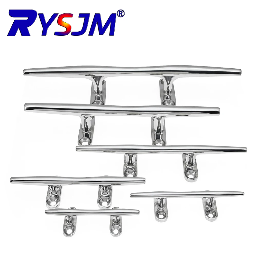 5/6//8/10/12 Inch Mooring Cleats 316 Stainless Steel Boat Cleat Low Flat Cleat Heavy Duty Boat Hollow Base Cleats for Boat