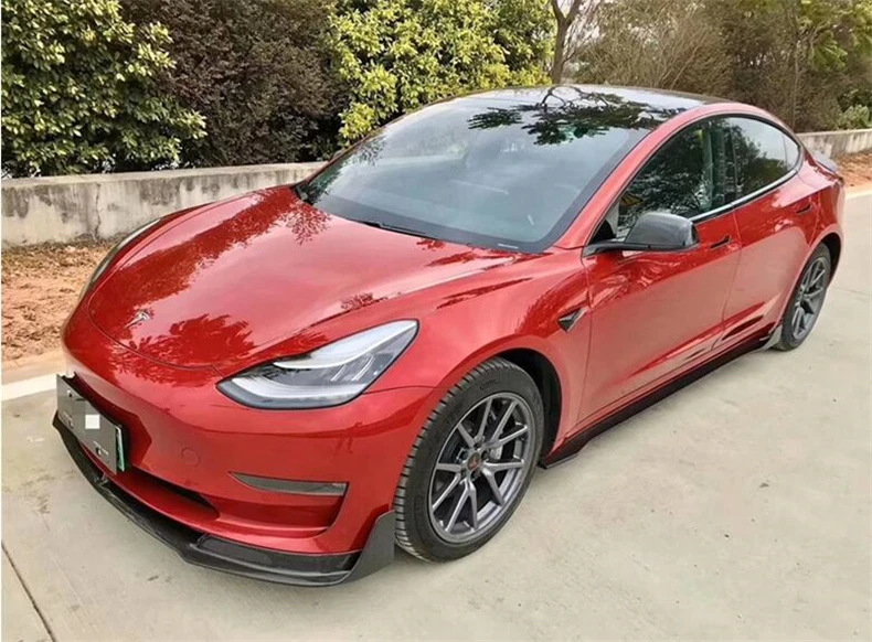 For Tesla Model 3 2019 2020 2021 2022 2023 High Quality REAL Carbon Fiber Body Side Skirt Kit Lip Spoiler