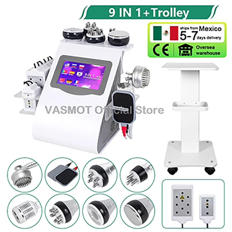 6/9IN1 Ultrasonic Cavitation เครื่องสูญญากาศ Lifting Facial Anti-Wrinkle Anti-cellulite Body Slimming เครื่อง 40K อุปกรณ์ความงาม