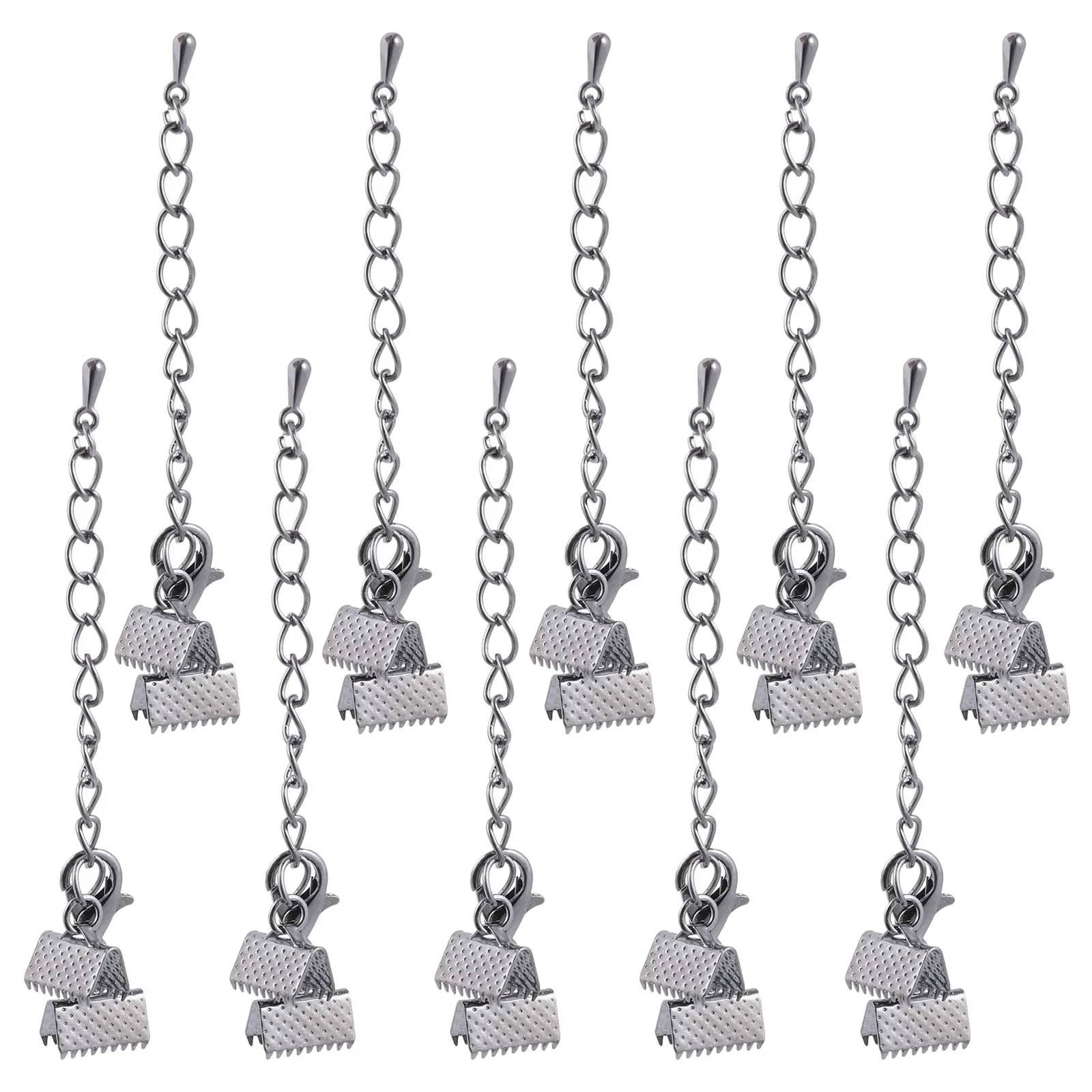 20 pz 10mm piccola goccia d'acqua fermagli per cavi clip a crimpare in ferro per gioielli fai da te creazione di nastri artigianali in pizzo corde piatte segnalibro