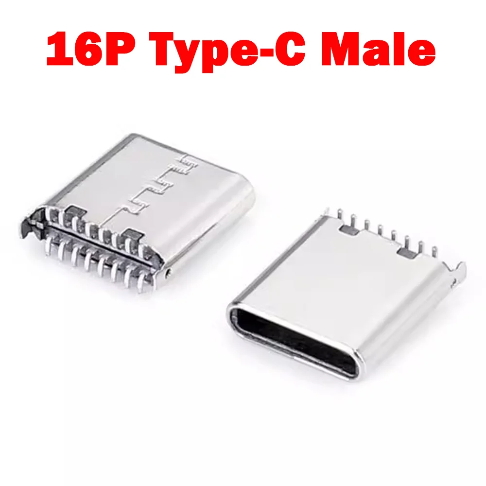 1-10pcs 16Pin USB Type C Connector แนวตั้ง SMT อินเทอร์เฟซชายปลั๊กชาร์จพอร์ตเชื่อมต่อ 16P Type-C แจ็ค