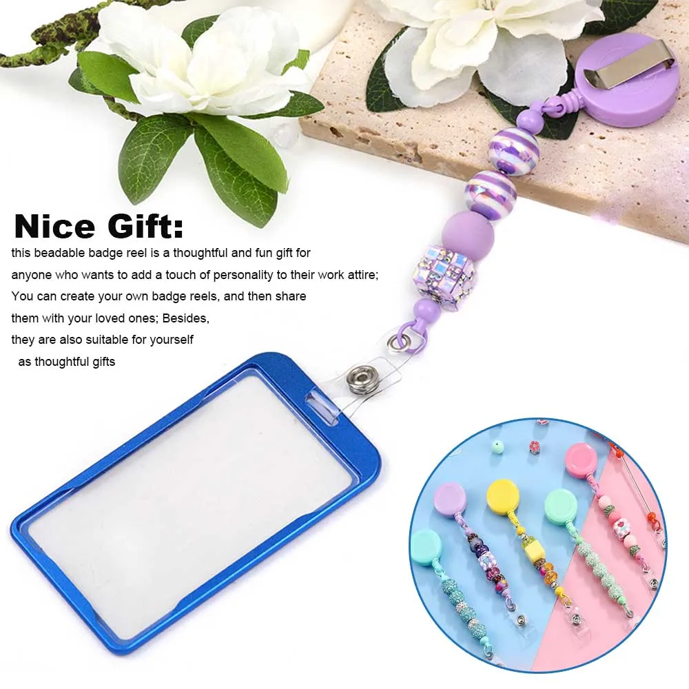 1-3 pçs carretéis de crachá beadable com barra retrátil frisado titular clipes para contas id nome crachá carretéis jóias presente diy para enfermeira