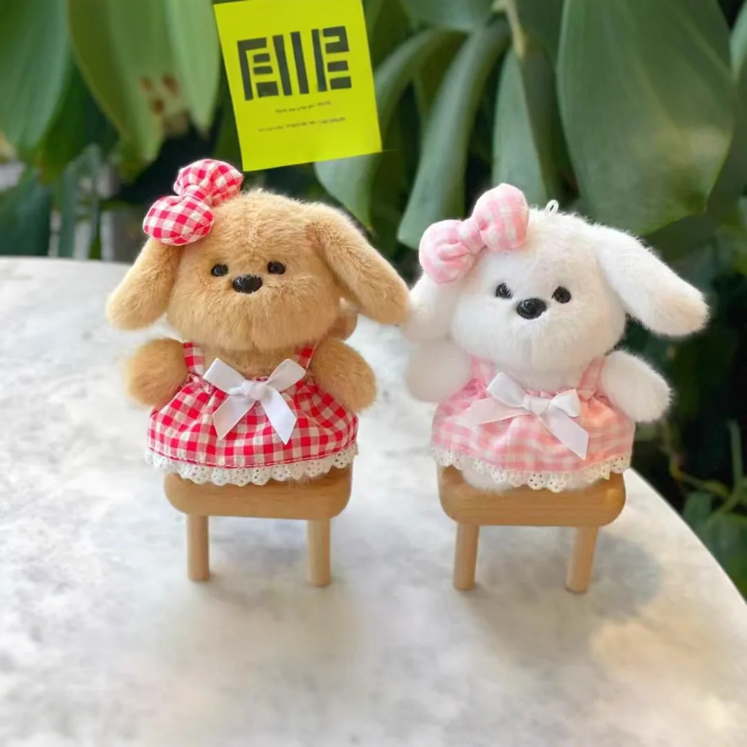 لطيف اللباس جرو أفخم دمية المفاتيح الهاتف الإبداعية زوجين أفضل صديق على ظهره سحر