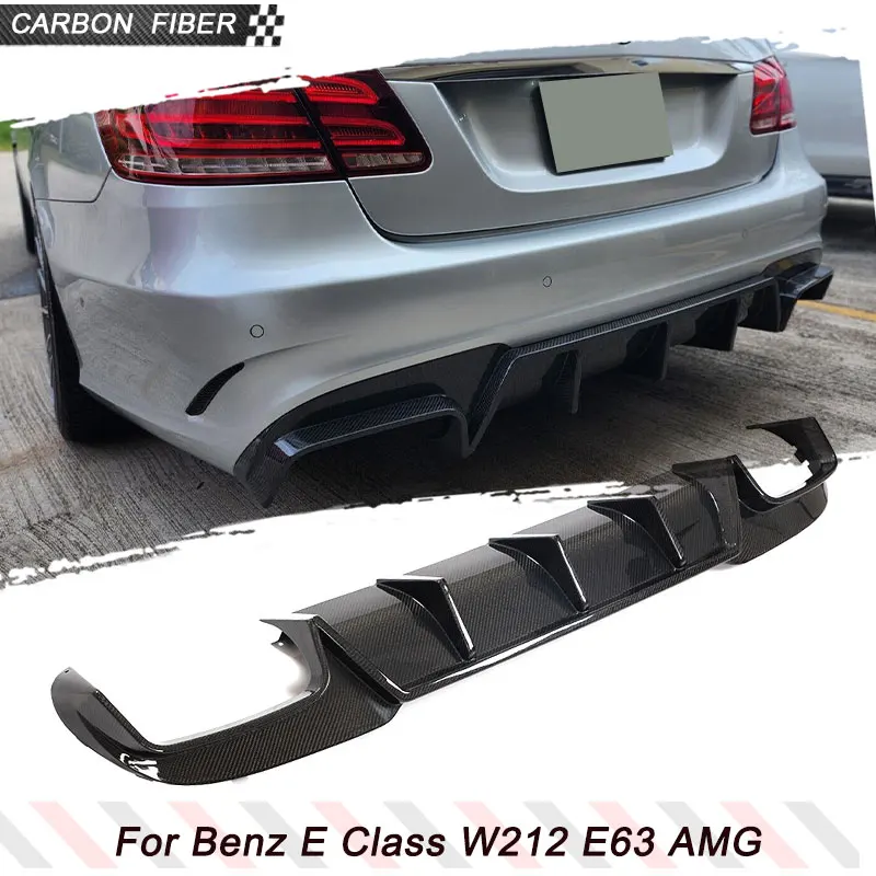 Rear Bumper Diffuser Lip Spoiler for Mercedes-Benz E Class W212 E63 AMG Sport Sedan 2013-2016 Carbon Fiber Car Rear Lip Body Kit