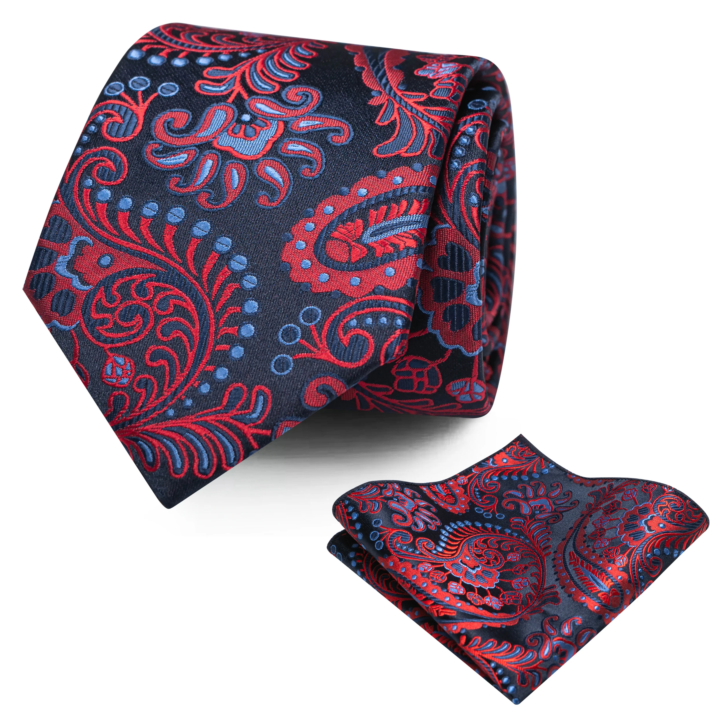 Men's Formal Tie and Pocket Square Two-Piece Set, Classic Pattern Tie, Business Wedding Party Suit Tie Set, Men's Groom Gift