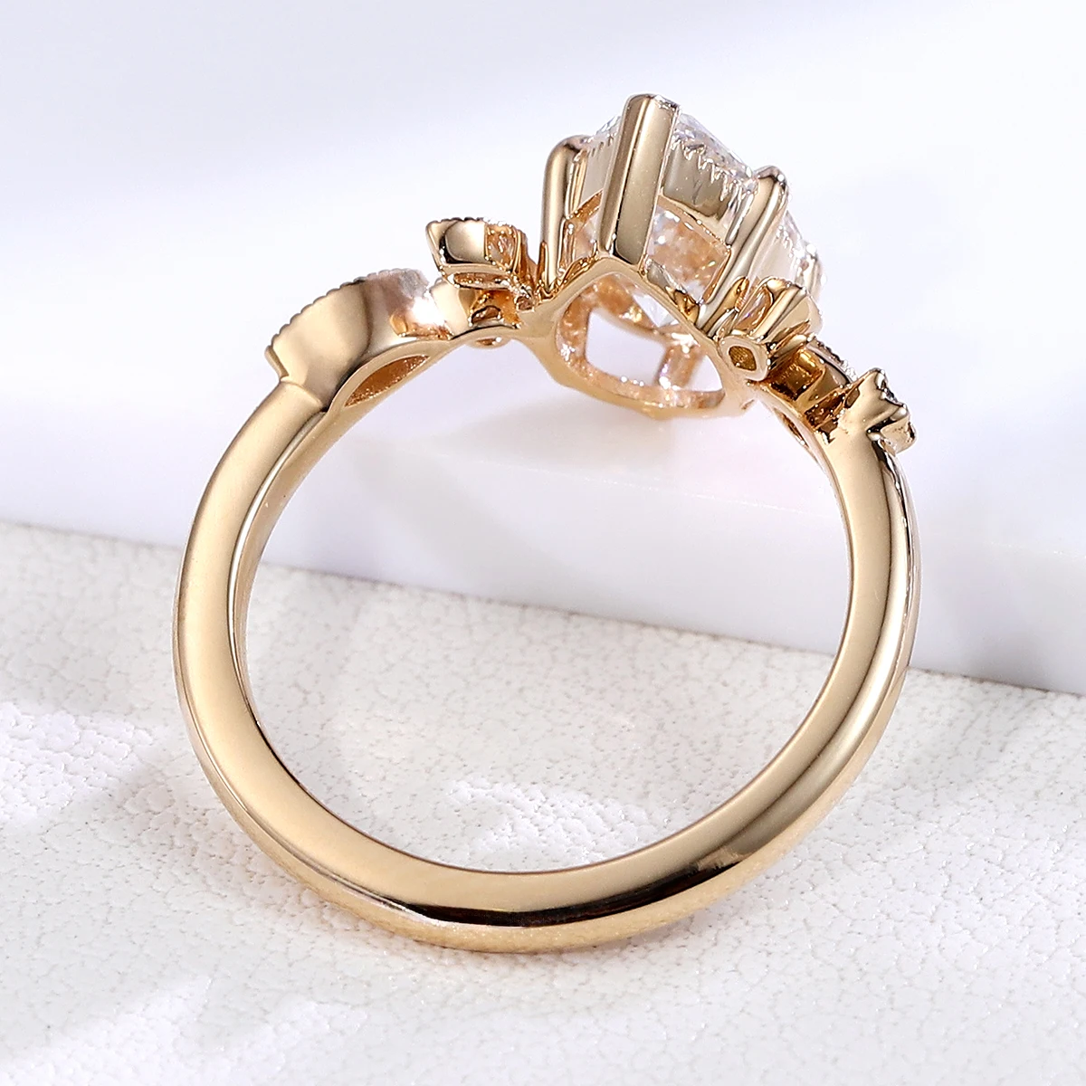 Provence Asymmetrical design Ring vine band 9K10K Gold IGI 2ct Lab Diamond wedding bands Engagement cocktail For Ladies Gifts