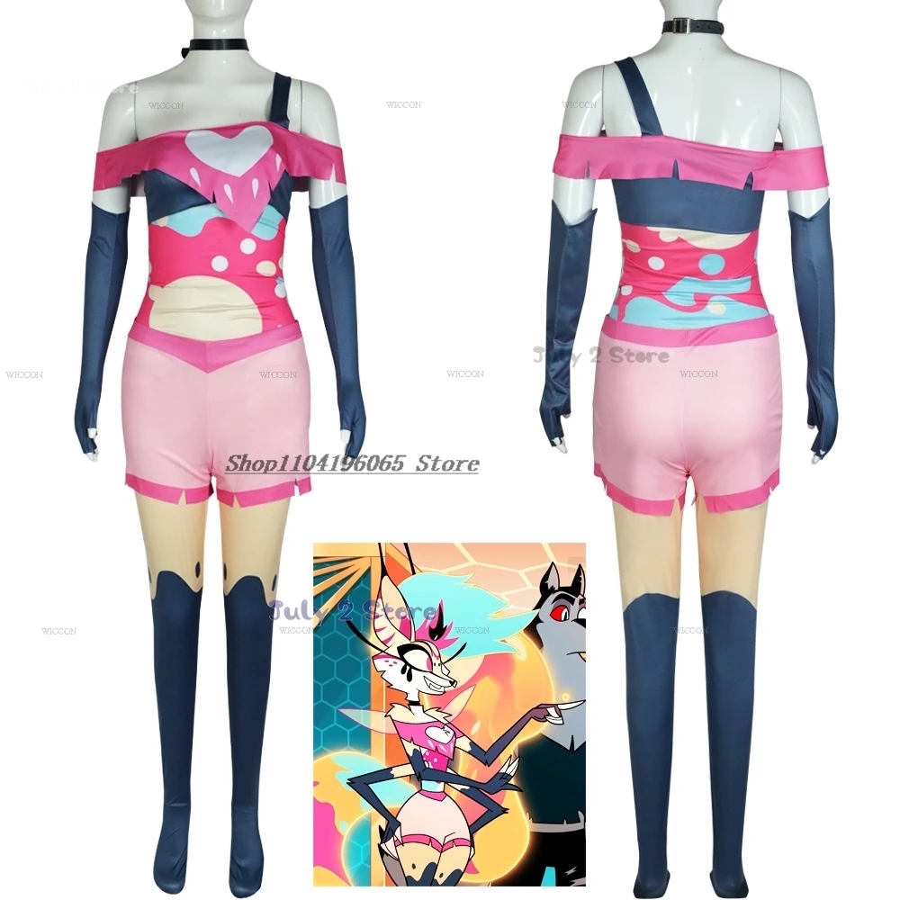 Helluvaboss Queen Bee Cosplay Costume Beelzebub Cosplay Costume Halloween Fancy Sexy Carnaval Party Women Colorful Suit