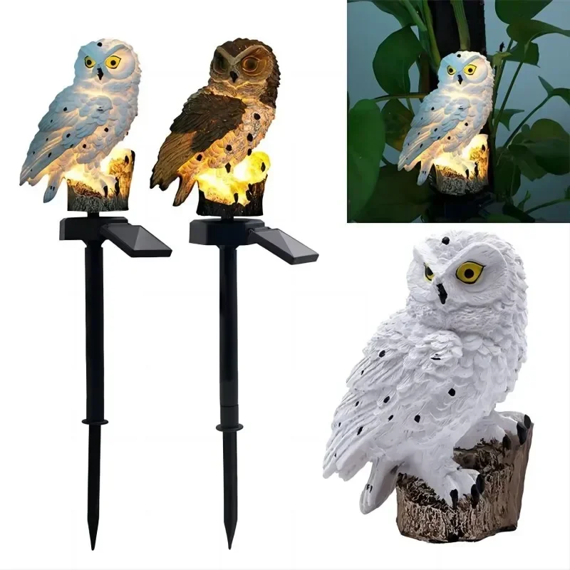 Solar-Eulen-Statue Gartenleuchte LED Wasserdicht Solarbetrieben Außendekoration für Garten und Terrasse, Tierförmige Eulen-Solarleuchte