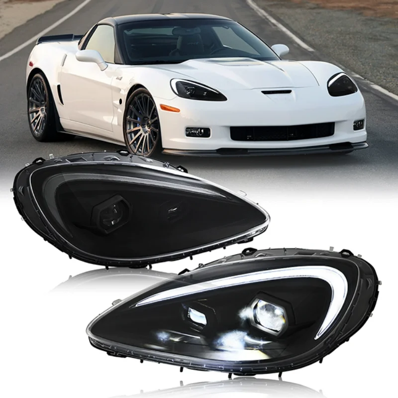 

Car LED Headlight for Chevrolet Corvette C6 2005-2013 modified Stream Front lamp with Lens Daytime Running light Turn Signal