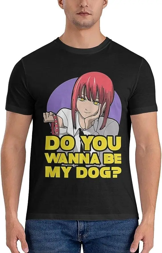 Chainsaw Anime Man Shirt Men's Breathable Custom Cotton Short Sleeve Tshirt Fashion Casual Tops Tees Black