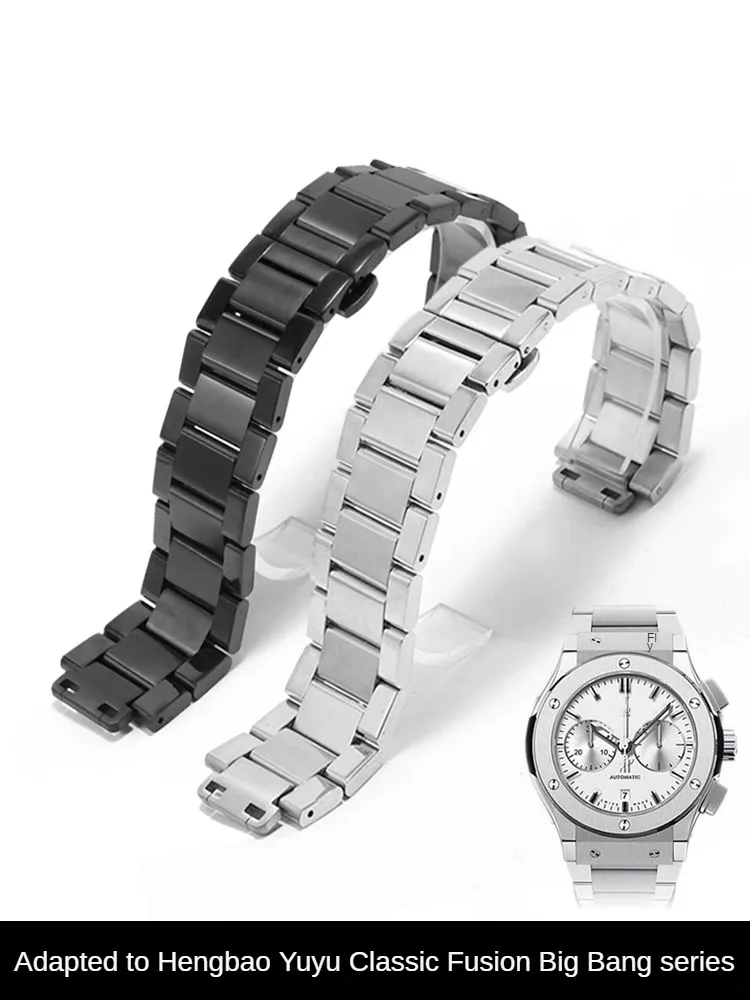 Stainless Steel Watch Strap for H-a-n-bo  H-u-b-l-o-t Big Bang Big Bang Classic Fusion Bracelet with 24*17 Convex Notch