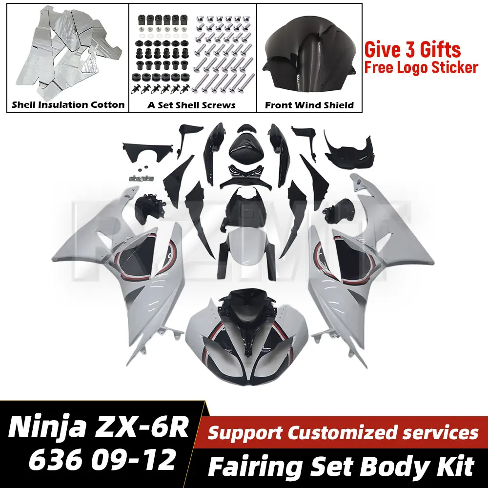 

Для Kawasaki Ninja ZX-6R 636 2009-12 обтекатель мотоцикла комплект кузова украшения пластиковая защитная пластина аксессуары корпус K0609-106a