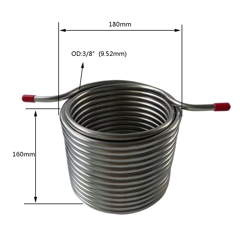 New Stainless Steel Cooling Coil,Double Layers , Good for Build Joceky Box to Cool Beer, Coil with 5/8 'G Nut, 180mm Diameter