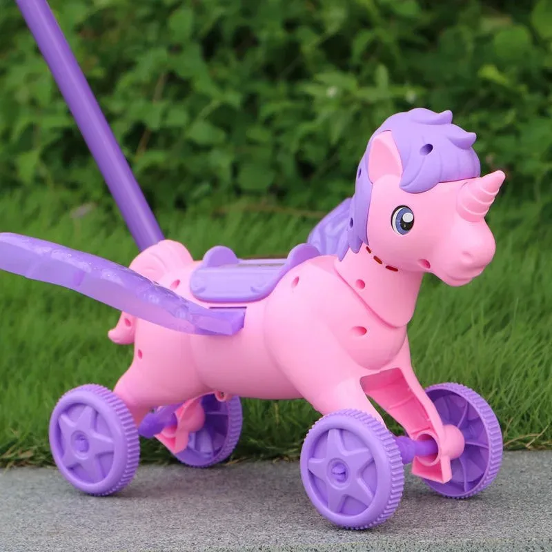 Girello giocattolo a mano push pull passeggiate aereo asta carrello a spinta asta singola occhi lampeggianti lingua trascinare giocattoli da passeggio per bambini