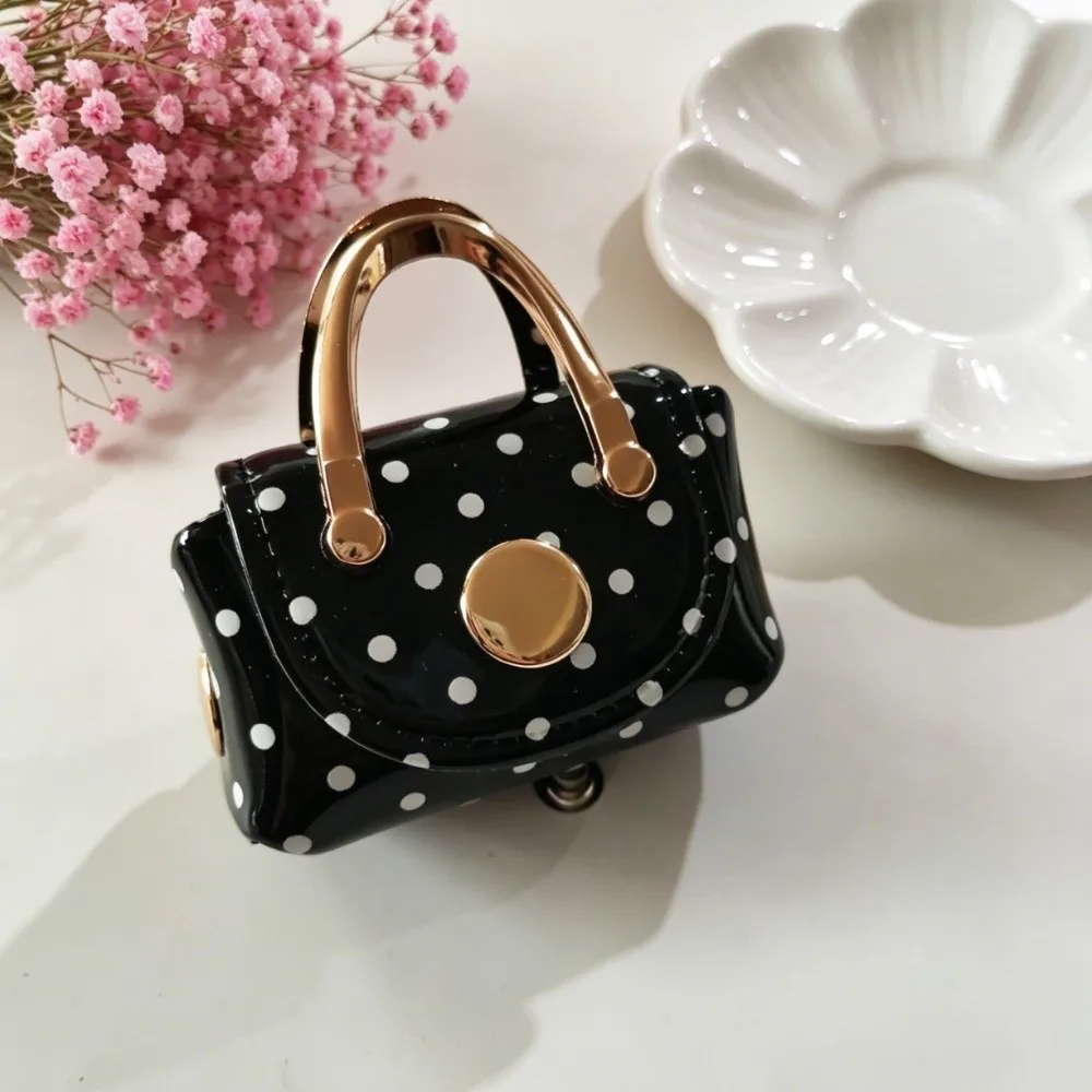Fashionable Vintage Style Polka Dot Coin Purse Macaron Color Portable Mini Wallet Versatile Lightweigh Bag Pendant Charm Office